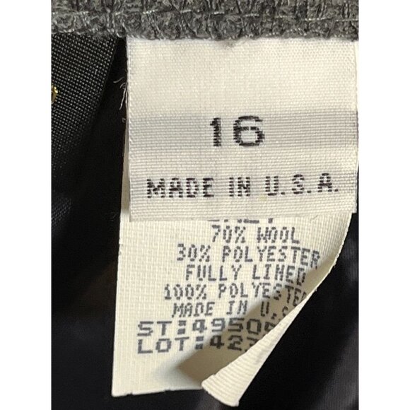 Vintage Wool Pant Straight Leg 16 Gray Retro Preppy Old Money Neutral Classic - Picture 3 of 13